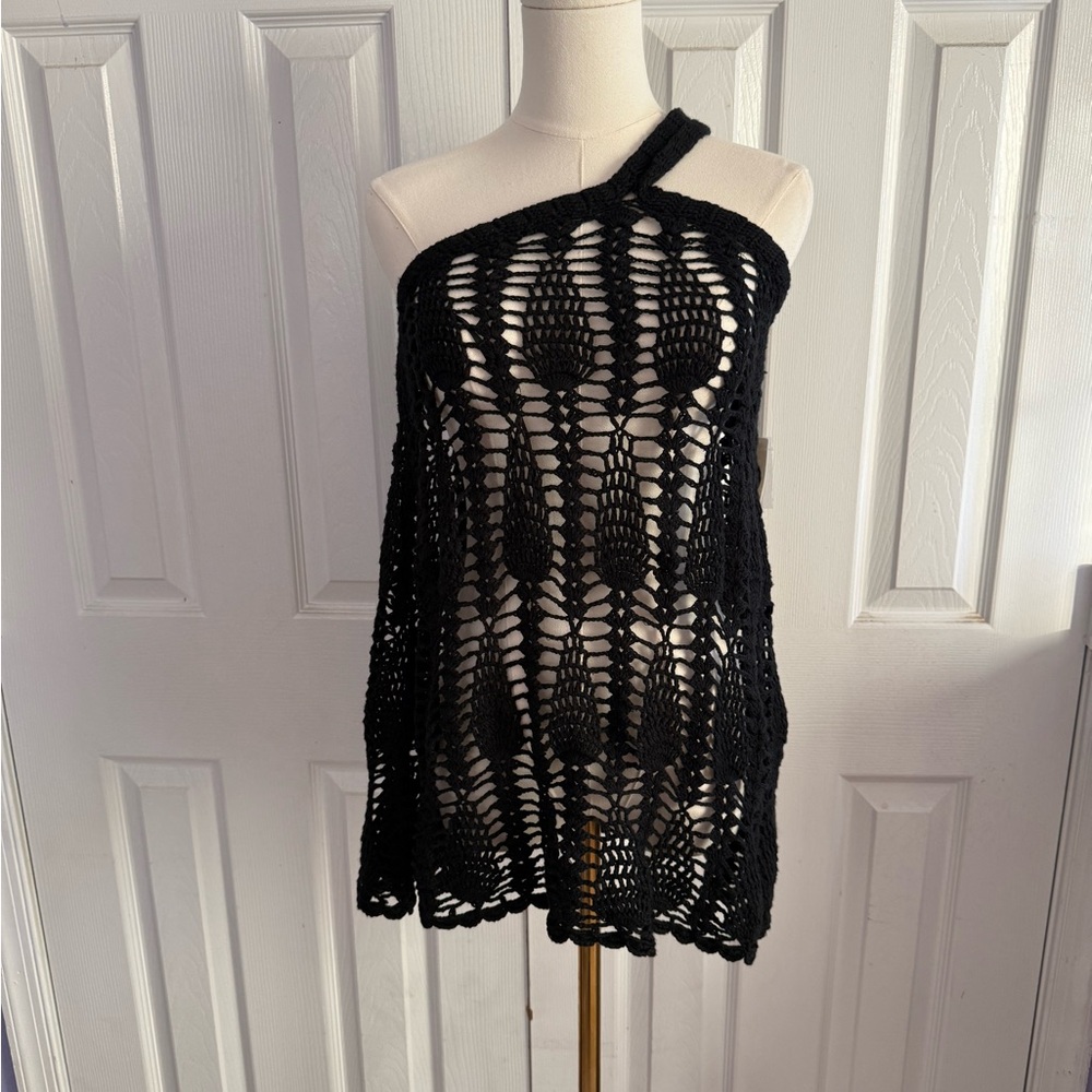 Anthropologie Black Crochet Cover-Up